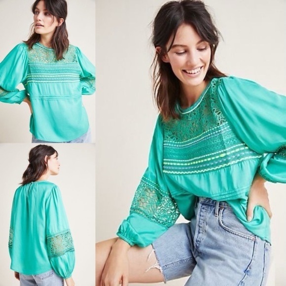 Anthro Bl-nk London Sunshine Peasant Blouse Top - Picture 2 of 12